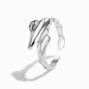 2023 heiß verkaufte Herren- und Damenringe aus S925-Sterlingsilber in Europa und Amerika, offener Ring mit unregelmäßiger Lava-Kunsttextur