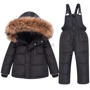 Down Coat Olekid 2023 Winter Baby Boy Down Jacket Tjock Varm pojke Överallt Huven Girl Ytterkläder Coat Jumpsuit kostym 1-5 år Kid Snowsuit HKD230725