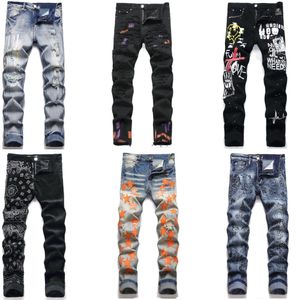 rip jeans man Casual Streetwear Mens amiiiri Jeans Black Slim Fit Men Autumn Letter Masculina Jeans Pants Trendy Dance Club Skinny Toursers KOKO woman designer jeans