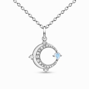 Hot sale S925 sterling silver O-shaped hollowed-out moonstone pendant necklace for female minority design fashion jewelry
