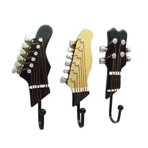 Badrumshyllor 3PCSSet Creative Harts Hook Guitar Head Shaped Hanger Key Cloth Hat Coat Handduk Vägghållare Hem Kök lagringsverktyg 230724