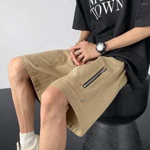 Men's Shorts Summer Casual Loose Fitting Straight Tube Work Cotton High-quality Elastic Waist Fashionable