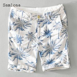 Men's Shorts 2023 Stylish Simplicity Men Casual Linen Stand Pocket Half Pants All-match Classic Tree Print Beach Homme