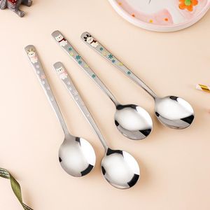 Dinnerware Sets 304 Stainless Steel Korean Spoon Embossed Cute Cartoon Elk Set Utensil Kitchen Items Cutlery