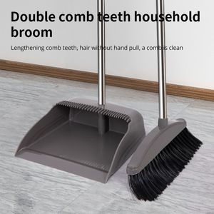 Brooms Dustpans Broom Set Hushåll Folding Broom Dustpan Combination Hushåll Mjuk borst Brush Folding Non Stick Hair Sweeping Witer 230724