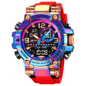 Нарученные часы Stryve Watch for Mens Высококачественный DigitalAnalog Dual Movement 5ATM Водонепроницаемые часы Fashion Sports 8025 230724