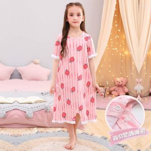 Kvinnors sömnkläder H5668 Girl Summer Nightgown Thin Cotton Princess Nightwear Home kläder Kvinnor Bekväma korta ärmar hemkläder