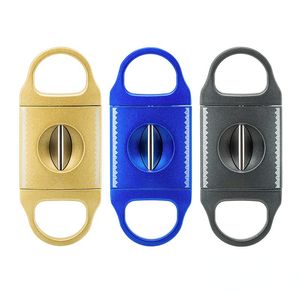 V-shaped Cigar Clipper Zinc Alloy Stainless Steel with Smoke Holder Cigar Cutter Knife Cloth Bag Gift Box Pack Factory Outlet