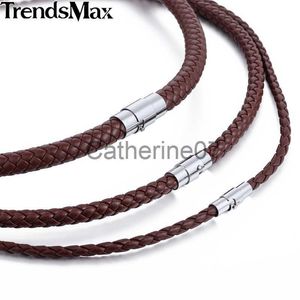 Pendant Necklaces Man-made Leather Necklace Choker Black Brown Braided Rope Chain for Men Boy Male Jewelry Gifts collier homme Magnetic UNM27 J230725