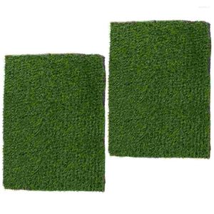 Decorative Flowers 2 Pcs Chicken Laying Mat Artificial Grass Pads Practical Mats Fake Liners Plastic Rugs Nesting Box Simulated Fur