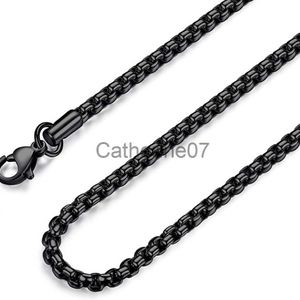 Collane con ciondolo USENSET 2MM 3MM 4MM Mens Womens Acciaio inossidabile Nero Catena portacavi Rolo Collana con scatola di alta qualità 18-36 pollici J230725