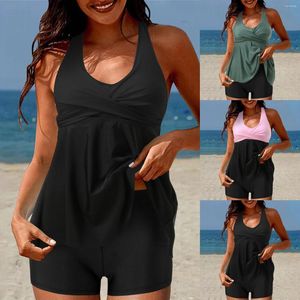 Costumi da bagno da donna Costumi da bagno Tankini a due pezzi per donna con pantaloncini Costumi da bagno con scollo a V e scollo a V Flowy Teens Girls