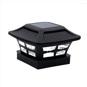 Ciotole Solar Post Cap Lights 2 modalità di illuminazione LED Deck Recinzione per pali in legno Decorazione da giardino Nero caldo