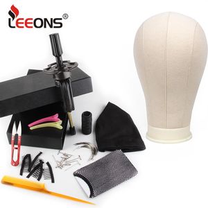 leeons kit per la creazione di parrucche testa di manichino testa di tela supporto per parrucca 11 pezzi strumenti per la creazione di cappelli a cupola pettine per capelli spazzola per capelli rete pins265a