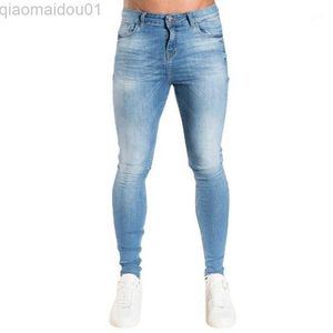 Mäns jeans män jeans Pure Color Slim Fit Super Skinny For Men Street Wear Hio Hop Ankle Tight Cut Close to Body Big Size Stretch L230725