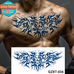 juice ink tattoo long lasting body art painting chest temporary tattoos large sexy totem wings dragon fake tatoo for men women