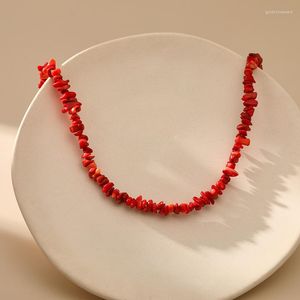 Chains Irregular Red Gravel Necklaces Show White Holiday Beach Ethnic Style Fashion Choker Jewelry Wholesale H004