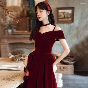 Etniska kläder Elegant Velor Bride Wedding Party Cheongsam Toast Dress 2023 Autumn Engagement Kvinnlig Bourgogne Vestidos