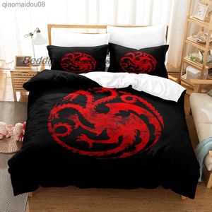 Schwarzer und roter Feuerdrache Bettwäscheset Einzelbett Twin Full Queen King Size Bettset Aldult Kid Schlafzimmer Bettbezug-Sets Bettlaken-Set L230704