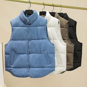 Womens Vests Korean Vest Female 2024 Autumn And Winter Version Loose Waistcoat Stand Collar Solid Color Cotton Jacket