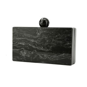 Evening Bags Pearl Black Marble Big Acrylic Clasp Ball Women Brand PVC Plastic Box Clutch Purse Handbag Wallet Beach 230725