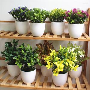 装飾的な花1セット人工シミュレーション植物ミラノグラス植物プラスチック白い植木鉢年ホームデスクガーデンデコレーション