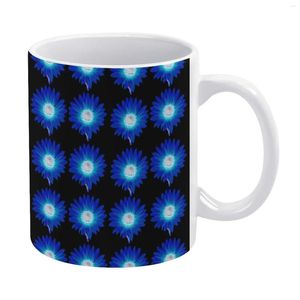 Tassen Moderne Tasse mit Sonnenblumen-Druck Blaue Sonnenblumen Kunstkeramik Büro Großhandel Niedliche Tassen