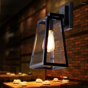 벽 램프 방수 라이트 홈 로프트 아메리칸 크리에이티브 개인화 된 산업 스타일 아이언 아트 레트로 발코니 복도 유리