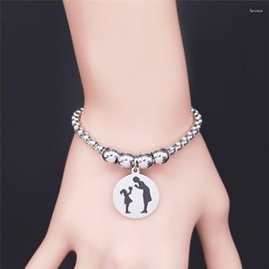 Länkarmband 2023 mode mamma och dotter rostfritt stål för kvinnor silver färg charm armband smycken pulseras mujer b3718s07