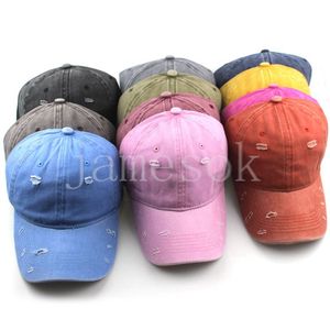 Unisex vintage solid färg tvättad bomull baseball cap män kvinnor justerbara utomhussports snapback caps df134