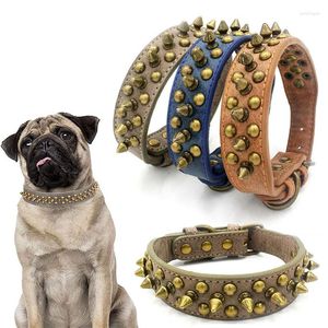 Dog Collars Spiked Studded Collar Protect The Dog's Neck From Bites Fit Small Medium & Large Dogs Old Style PU Leather Puppy Pet