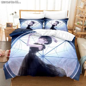 3d onsdag Addams Family Bedding Set Special TV Series Däcke Cover Set With Cases Twin Full Queen King Purple Bed Linen L230704