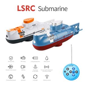 Electric RC Boats LSRC 6CH Mini RC Submarine With LED Light High Speed Waterproof Simulation Floating Model Electric Water Boat Gift Toys for boys 230724