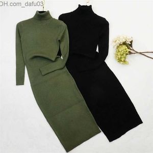 Basic Casual Dresses Casual Dresses Autumn Winter Women Knitted Turtleneck Sweater Lady Slim Bodycon Long Sleeve Bottoming Vestidos PP003 221007 Z230725