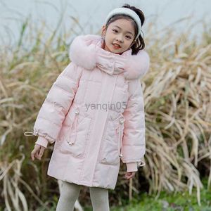 Down Coat 2023 Fashion Girls Clothing Winter Warm Duck Down Jackets 5-12 Children Turtleneck Coats Thicken Hooded Outerwear Kids Snowsuits HKD230725