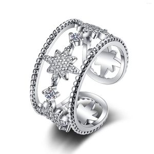 Cluster Rings Z Versaille Star Shape Ring Multilayer Cubic Zircônia Ajustável Jóias Para Mulheres Meninas Presente de Casamento