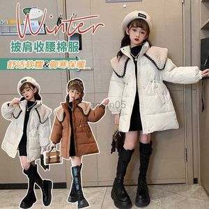 Down Coat Cotton Thick Warm Winter Jacket Coat Kids Casual Parka Winter Clothes Fur Lining Parka Coats For Girls Loose Outerwear HKD230725