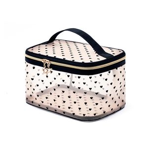 Torby kosmetyczne Etui 1PCS 5PCS Love Makeup Mesh Bag Portable Travel Zipper torebki do akcesoriów domowych Kosmet 230725