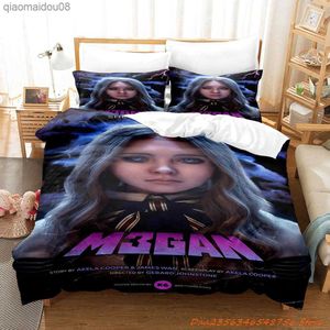 2023 M3gan Movie Bedding Set Single Twin Full Queen King Size Bed Set Aldult Kid Bedroom DuvetCover Set 3D Anime Bed Sheet Set L230704