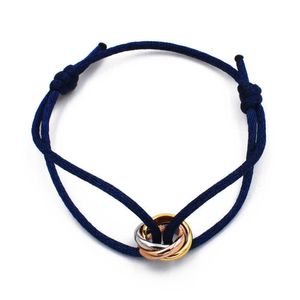 Pulseira de pulseira feminina para homens pulseira de bracelete Trindade 316l aço inoxidável Trindade anel de corda de cordas Três anéis cinta de mão pulverigem de casais 2024 hhh