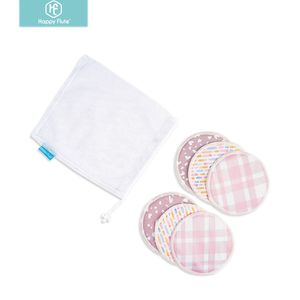 Breast Pads HappyFlute 6pcsSet Solid Organic Reusable Breast Pads Washable Super Absorbency Reusable Bamboo Nursing Pads With Laundry Bag 230724