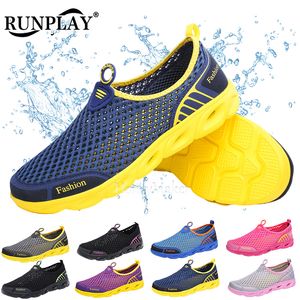 Sandálias Unissex Aqua Shoes Masculino Mulheres Wading Sandálias Ao Ar Livre Casual Chinelos de Água Malha Respirável Caminhadas Tênis Esportivos Sandálias de Praia 230724