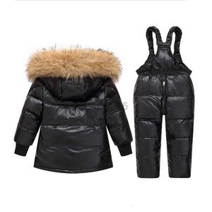 Płaszcz w dół dziecko snowsuit -30 stopnia Dzieci Zestaw Zima Zestaw odzieży kombinek Dziewczyno dzieci Parka Boy Wodoodporna odzież +Jesics HKD230727