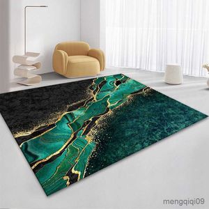 Carpets 3D Nordic Black Golden Marble Carpet Colorful Geometric Area Rug for Living Room Bedroom Sofa Doormat Non-slip Floor Mat R230725