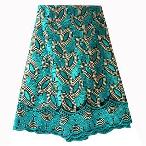 Ribbon French Lace Fabric Teal Green Beaded African 2022 High Quality Embroidered For Nigerian Wedding Dresses271s