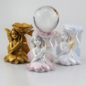 Dekorativa föremål Figurer Butterfly Fairy Figurin Display Stand för Crystal Glass Lens Ball P Ography Lensball Base Sfär Egg Globe Holder Home Decor 230725