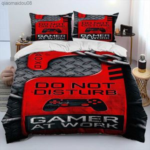 Cartoon Gamer Game Zone Controller Consolador Conjunto de Cama Capa de Edredom Conjunto de Cama Capa de Colcha Estojo King Queen Size Conjunto de Cama L230704