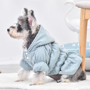 Abbigliamento per cani Vestiti da principessa Simpatico vestito caldo per animali domestici Felpa con cappuccio Gonna a bolle floreale Cappotto invernale per ragazza Piumino per cuccioli