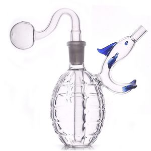 Queimador de óleo de vidro Dolphin exclusivo Bong Hookahs 14mm Feminino Dab Rig Recycler Water Pipe Bubbler Fumar Ashcatcher com Tubo Queimador de Óleo de Vidro Masculino de 14mm Preço Mais Barato