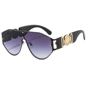 디자이너 Versage Sunglasses Vercace 세련된 새로운 원피스 대형 프레임 금속 개인 뷰티 헤드 다각형 남성과 여성 2023